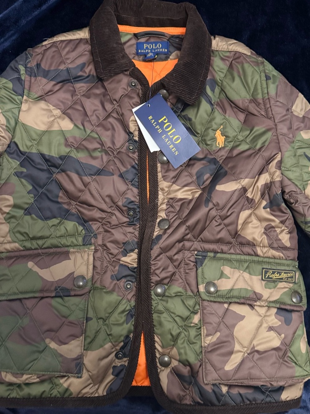 Ralph Lauren Camouflage Quilted Jacket with Orange Accent